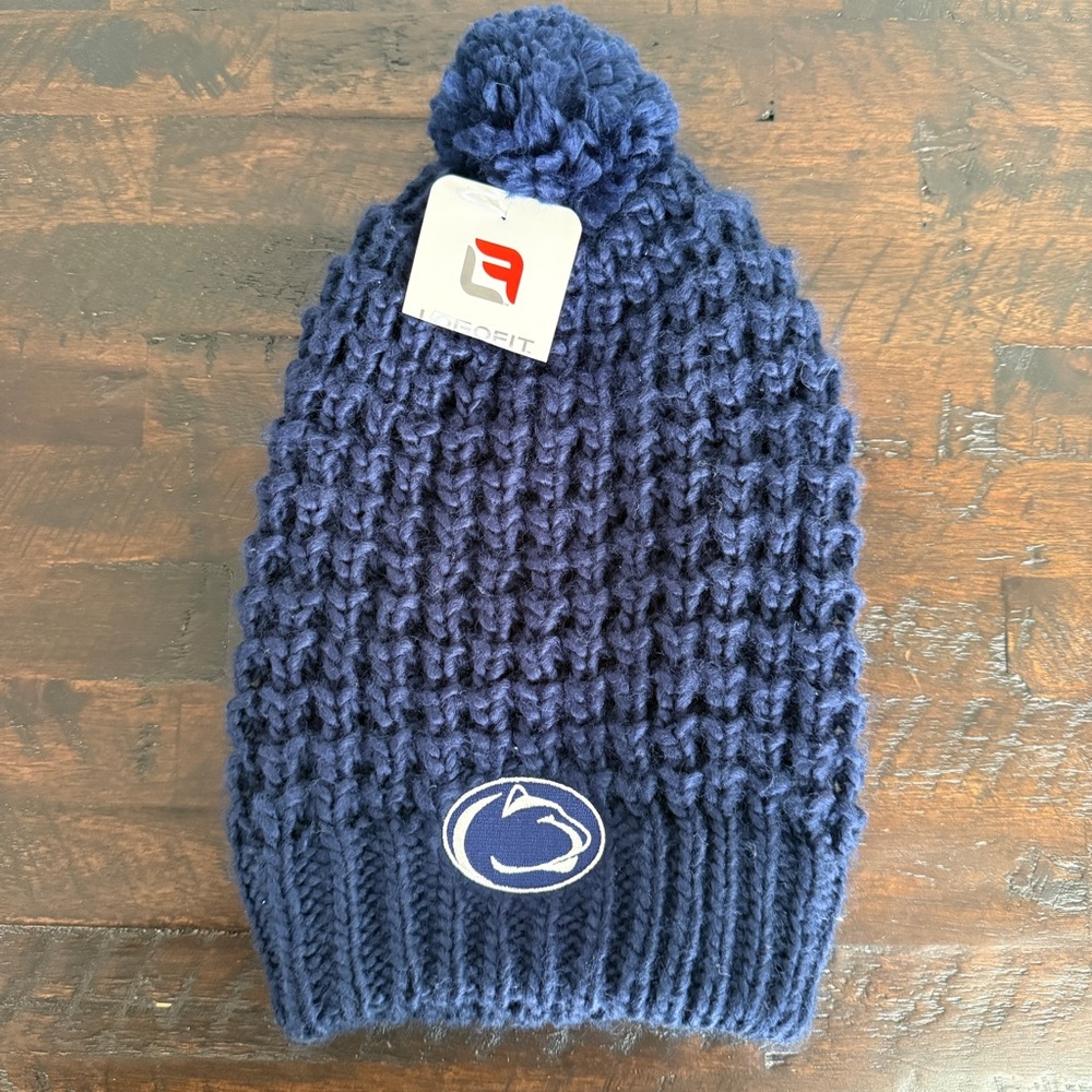 Penn State Nittany Lions Women’s Navy Knit Slouch Beanie by Logofit NWT